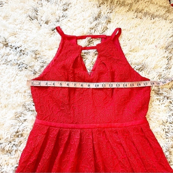 Adrianna Papell | Red Fit and Flare Lace Formal Dress Size 10 - Picture 10 of 12